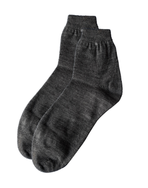 Women pure wool socks plain design Dark grey